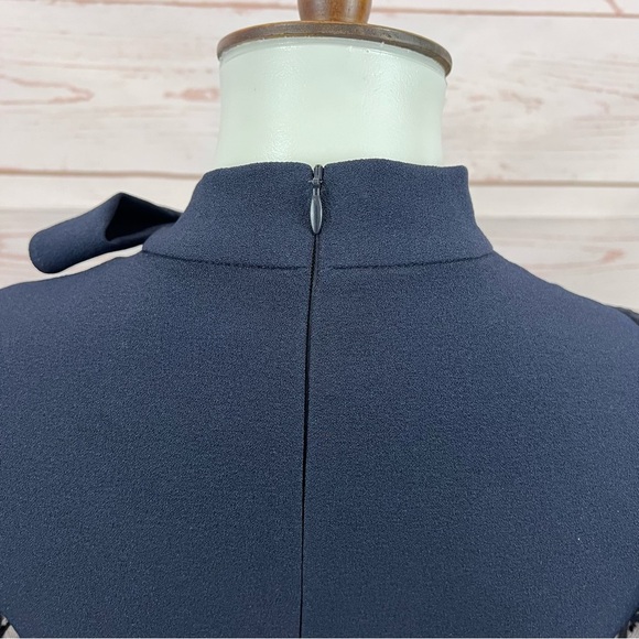 NWT Vince Camuto Bow Neck Sheer Puffy Polka Dot Long Sleeve Shift Dress - Picture 10 of 15